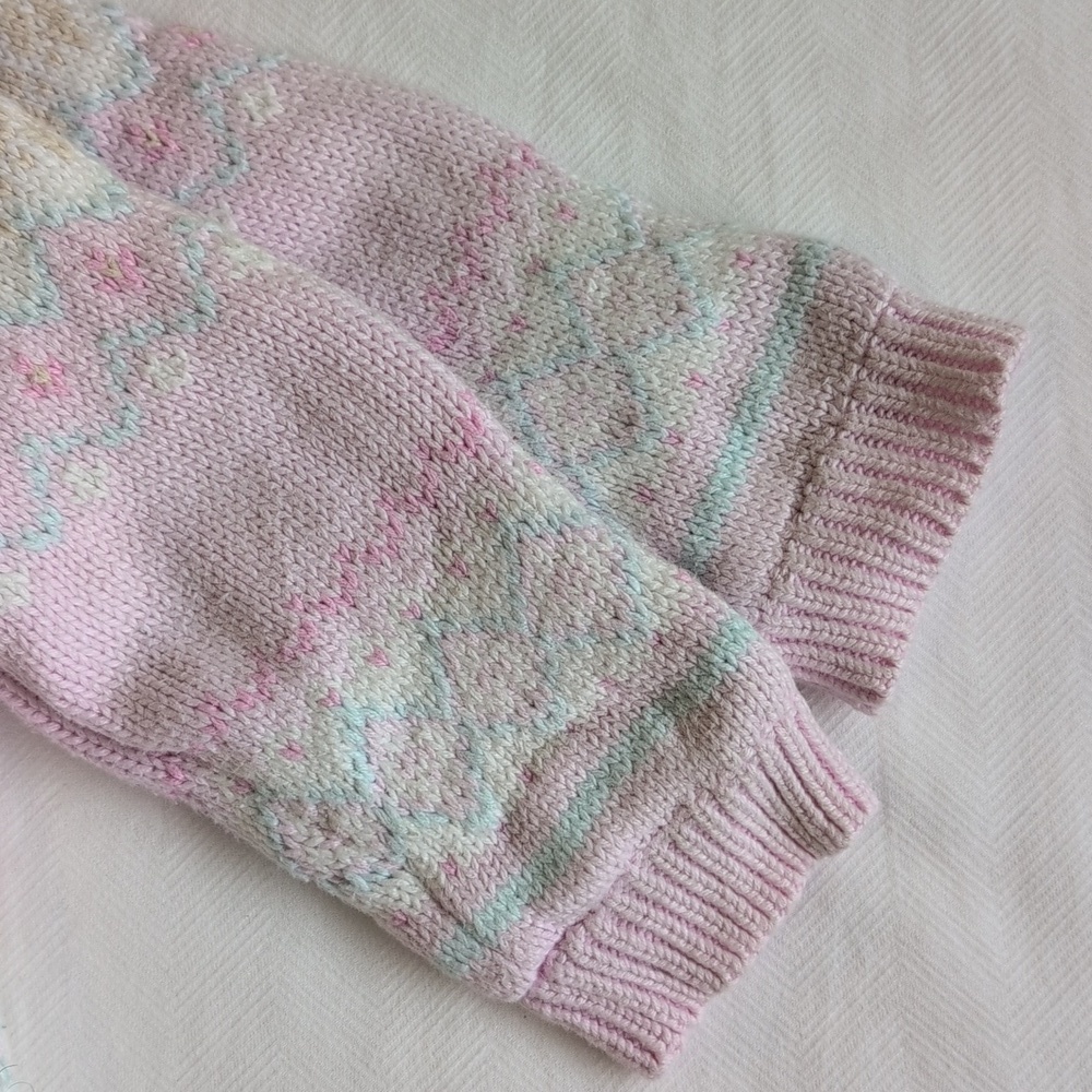 vintage Y2K babyGap fair isle faux fur collar knit cardigan sweater 12-18 months - Picture 10 of 11